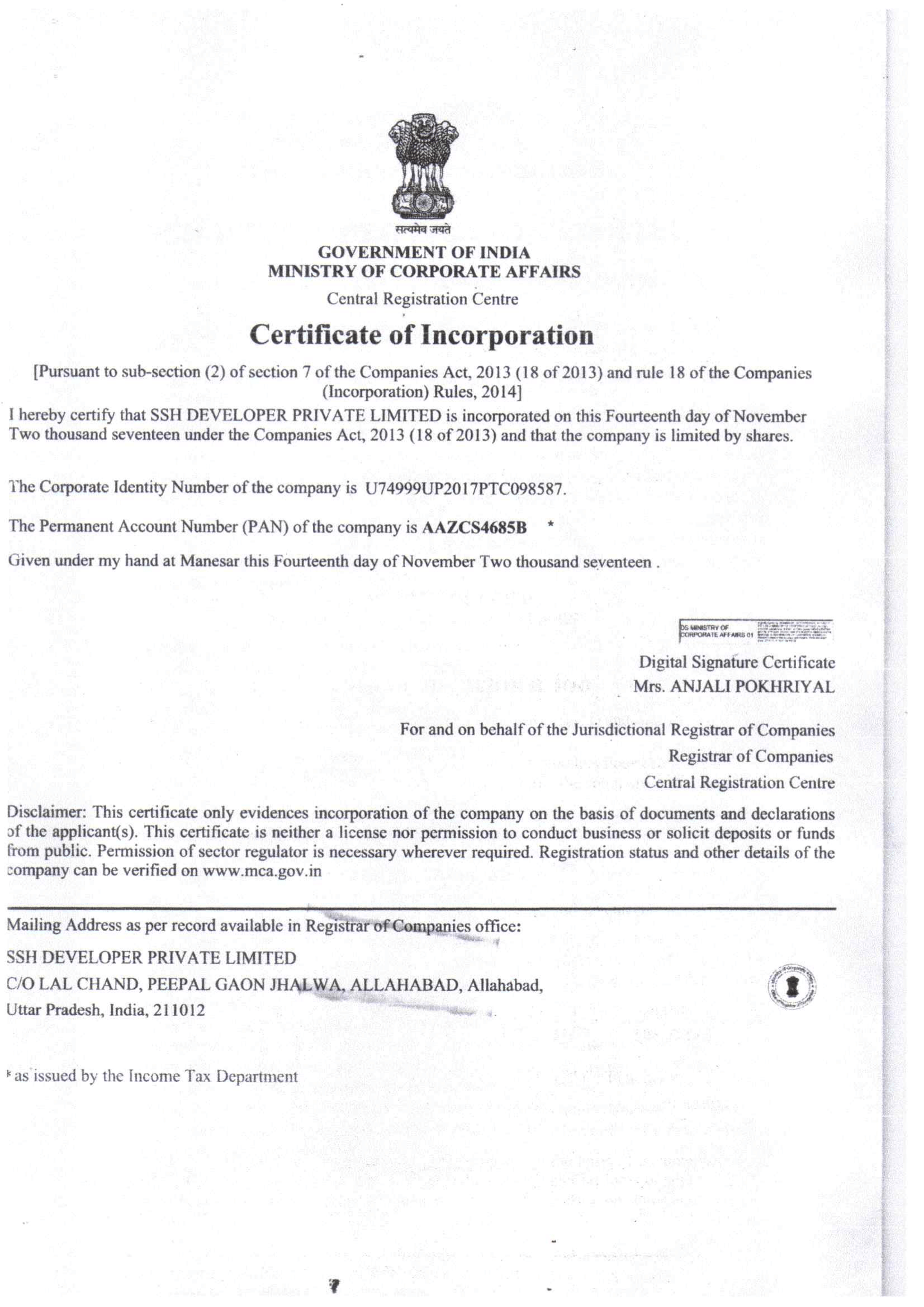  SSH DEVELOPER PVT. LTD